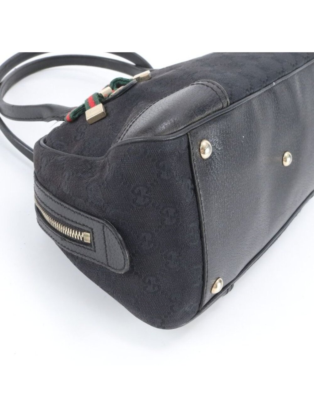 Gucci Principe GG Canvas Leather Tote Shoulder Hand Black - Picture 4 of 9